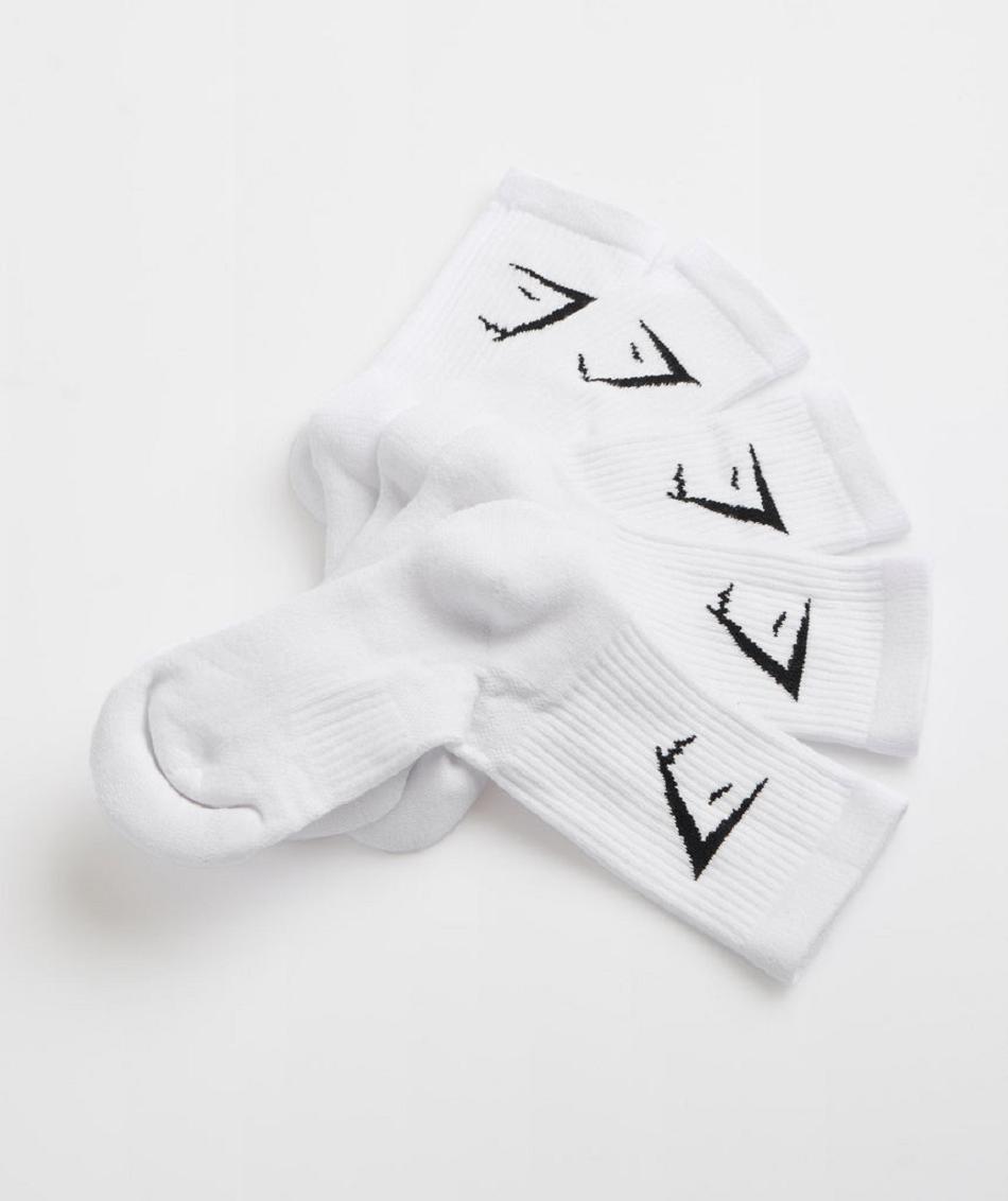 Calcetines Gymshark Crew 5pk Accessories Blancas | CO 4142XYU